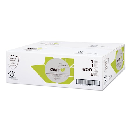 Papernet Kraft Tech Hardwound Paper Towels, 1 Ply, Continuous Roll Sheets, 800 ft, Brown 410101